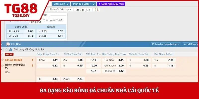 Đa dạng kèo bóng đá chuẩn nhà cái quốc tế